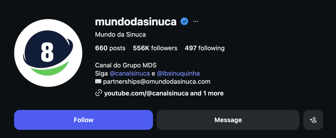 Perfil do circuito com a marca na bio e no link principal.