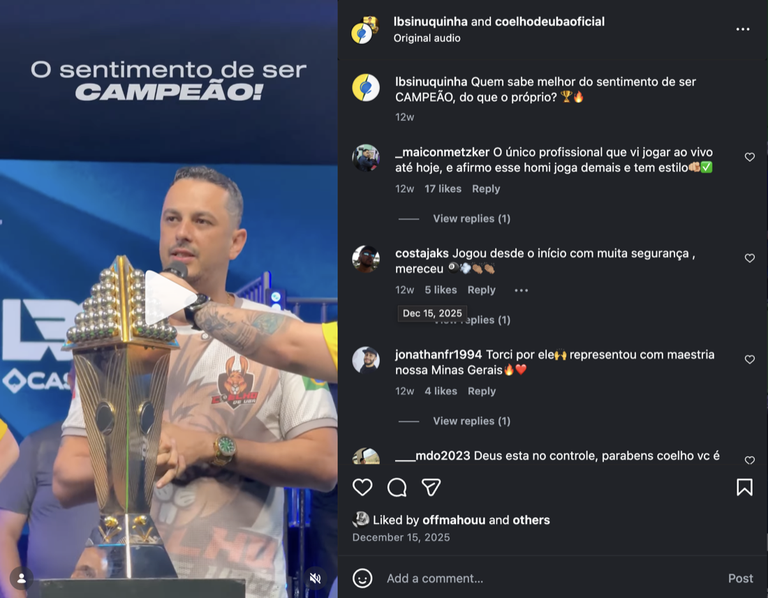 Publicação em colaboração nos canais do circuito.